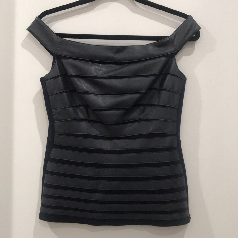 Bailey44 off the shoulder leather top